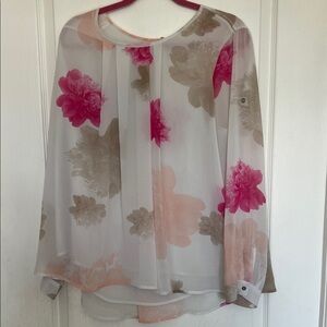 Calvin Klein Floral Blouse - Pink and Beige